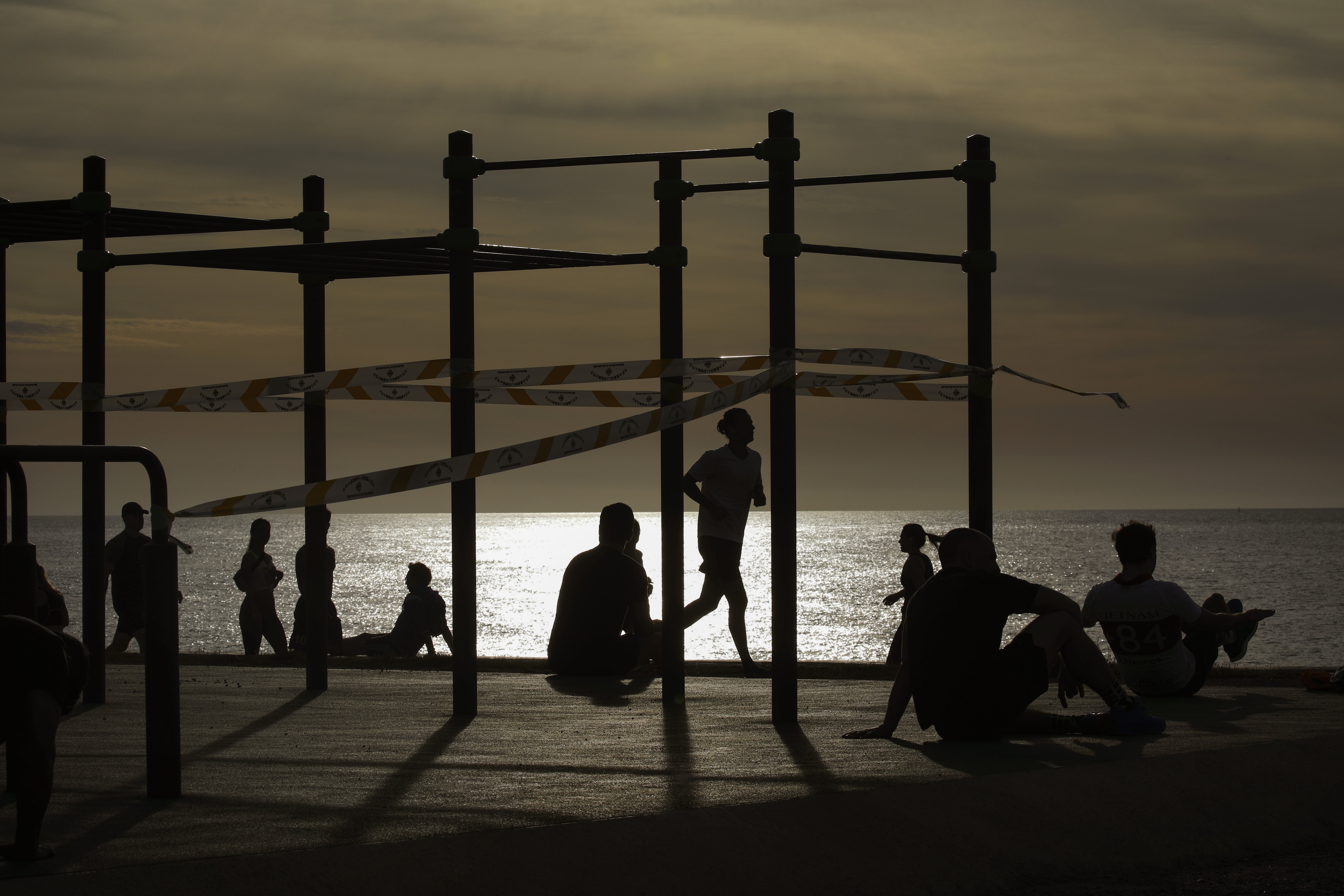 People exercise Barcelona Spain