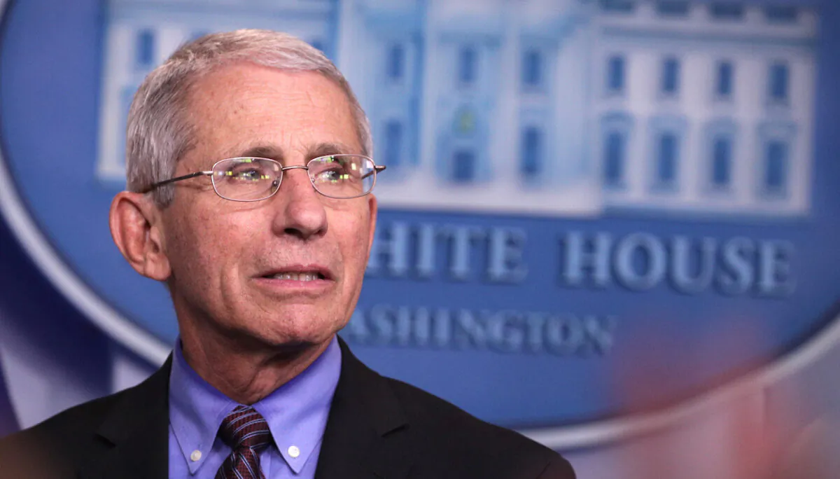 National Institute of Allergy and Infectious Diseases Director Anthony Fauci listens during the daily CCP virus briefing at the White House on April 9, 2020. (Alex Wong/Getty Images)
