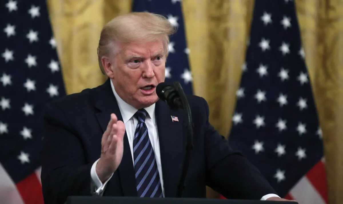 President Donald Trump answers questions from reporters in the East Room of the White House in Washington on April 30, 2020. (Alex Brandon/AP Photo)