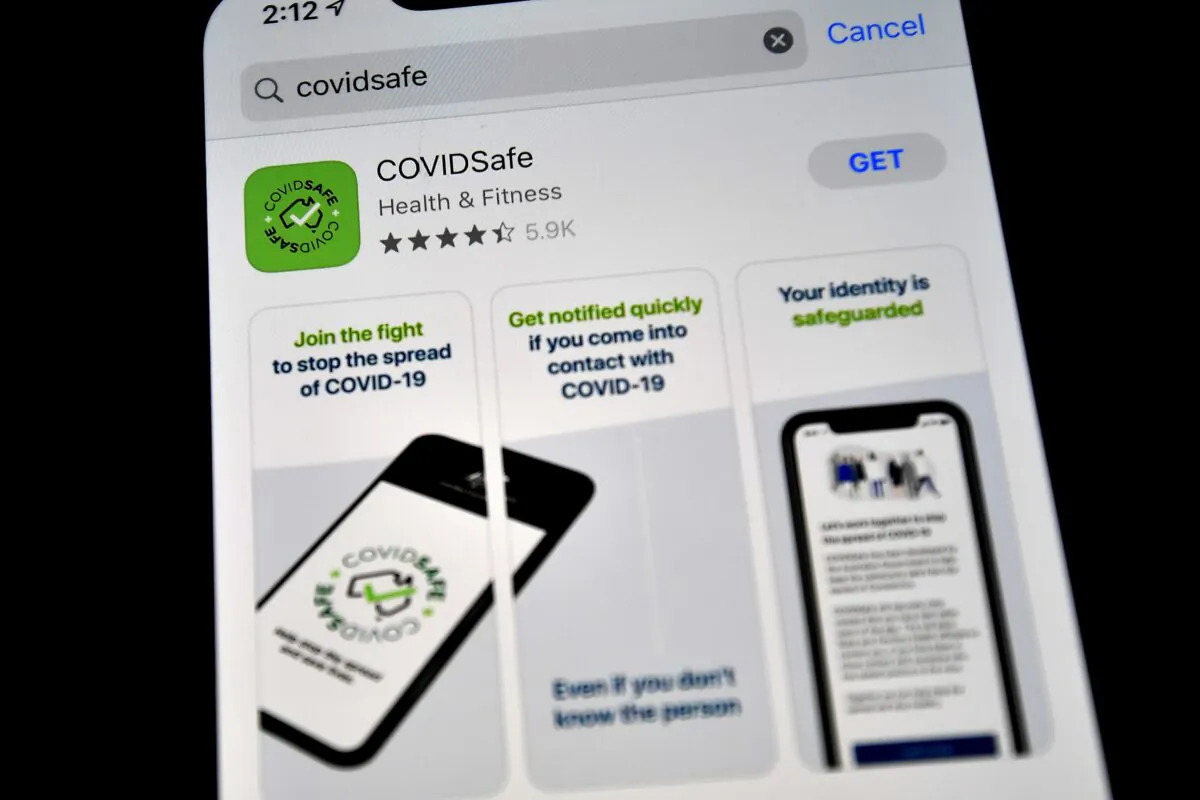 COVIDSafe on Iphone, Sydney, Australia, April 27, 2020. (Saeed Khan/AFP via Getty Images)