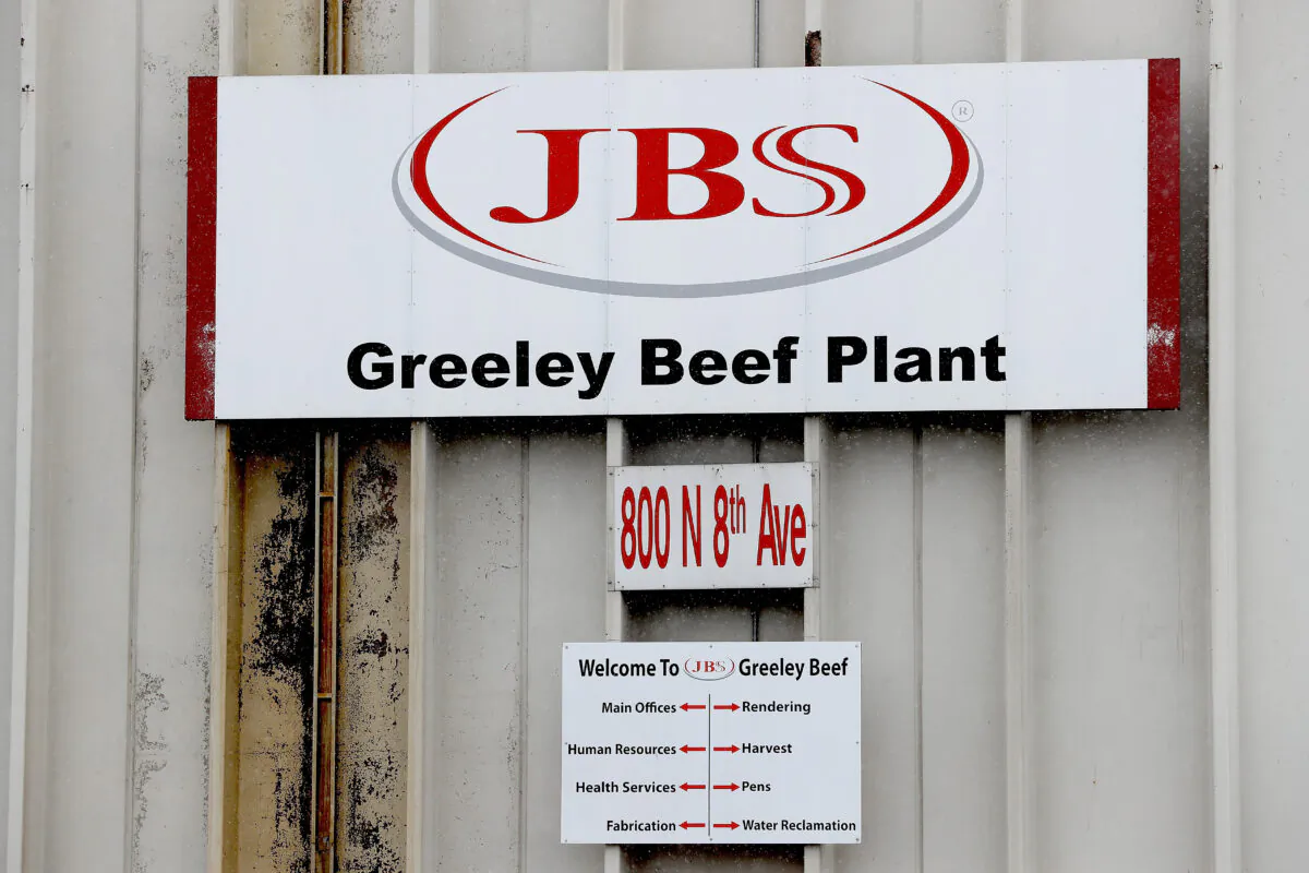 The Greeley JBS meat packing plant sits idle in Greeley, Colo., on April 16, 2020. (Matthew Stockman/Getty Images)