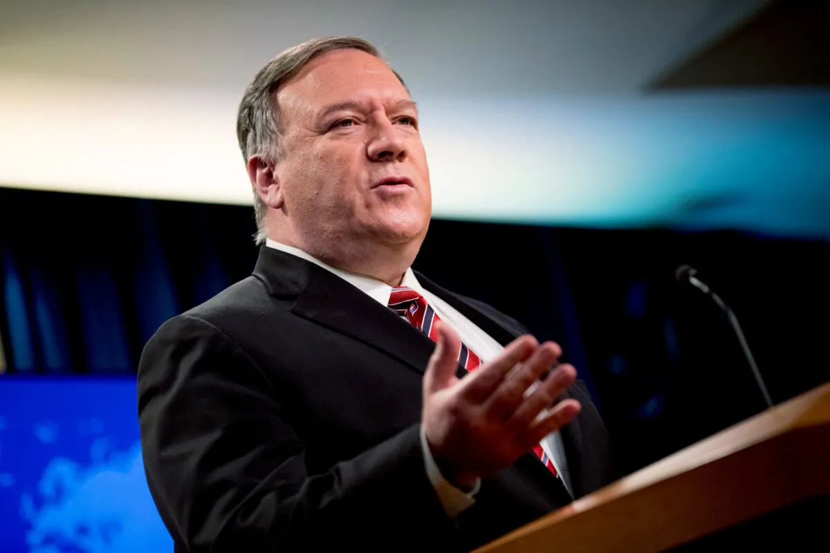 Secretary of State Mike Pompeo speaks at a news conference at the State Department in Washington on April 29, 2020. (Andrew Harnik/File/AP Photo)