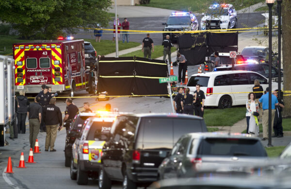 Police investigate at the scene