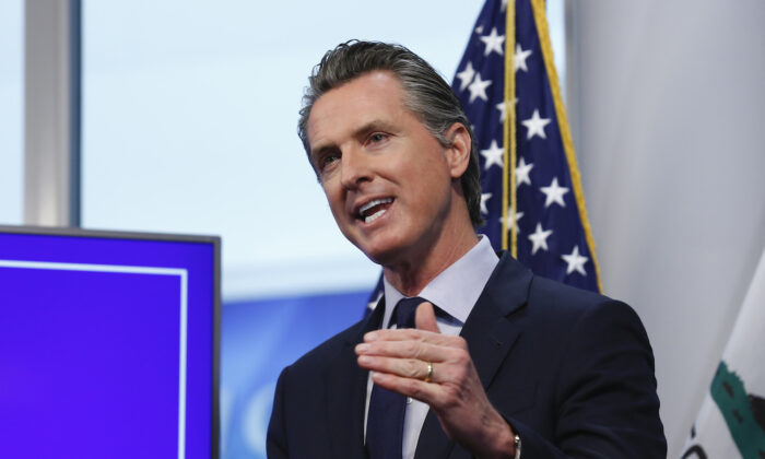 California Gov. Gavin Newsom during a news conference in Rancho Cordova, Calif. on April 14, 2020. (Rich Pedroncelli/AP Photo)