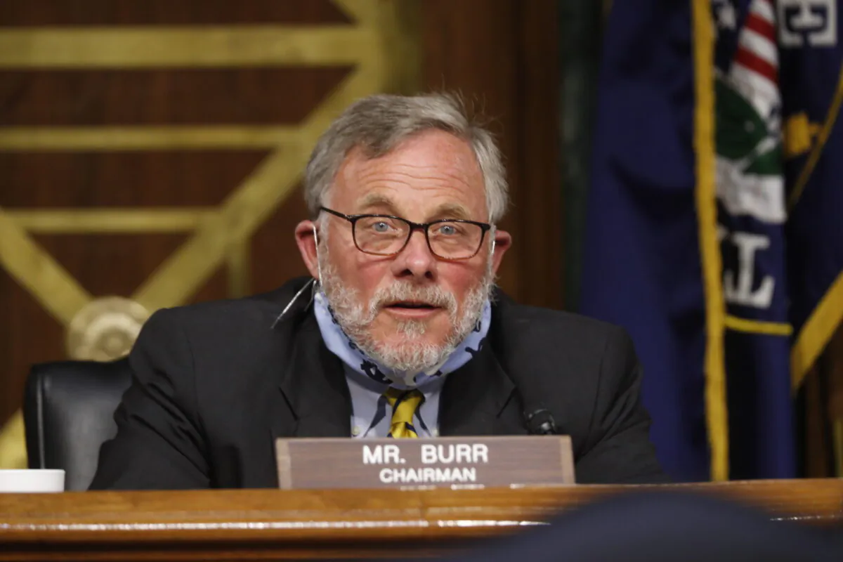 Senate Intelligence Chairman Richard Burr (R-N.C.) gives opening remarks at a Senate Intelligence Committee hearing for the nomination of Rep. John Ratcliffe (R-Texas) for director of national intelligence, on Capitol Hill in Washington on May 5, 2020. (Andrew Harnik/Pool/AFP/Getty Images)