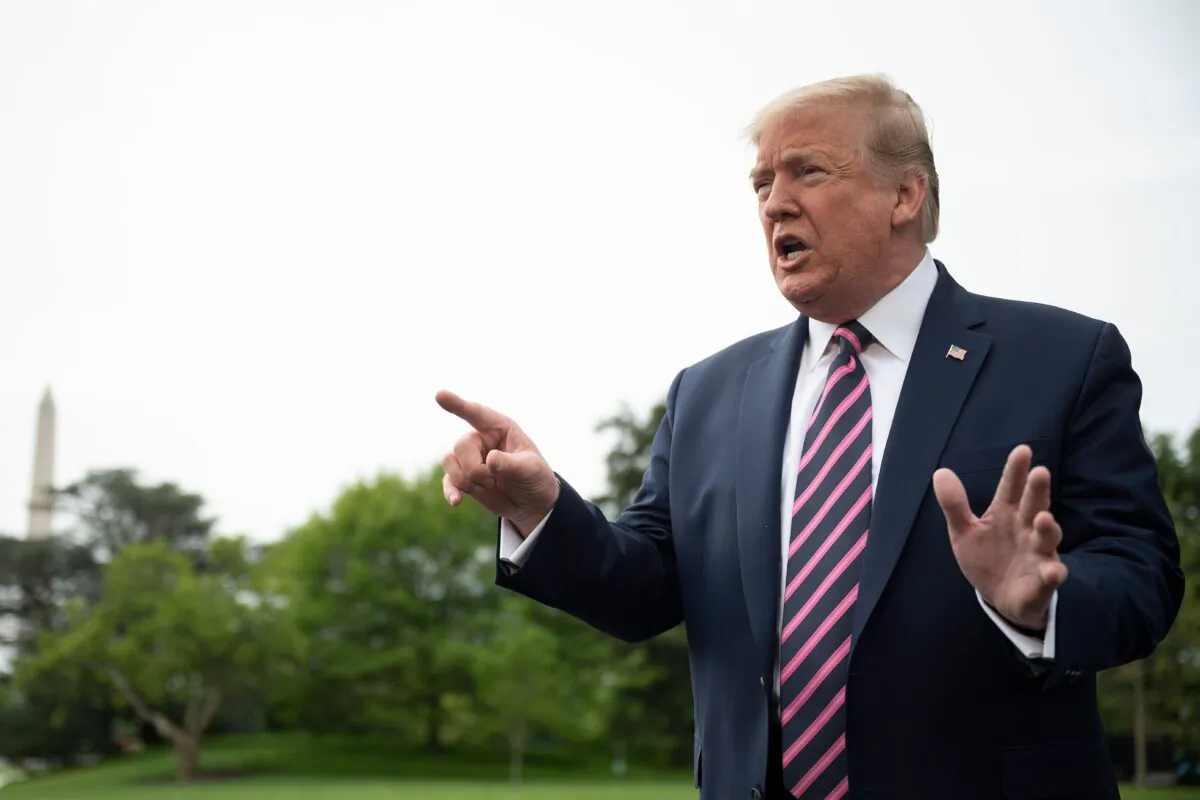 President Donald Trump speaks as he departs the White House in Washington en route to Arizona on May 5, 2020. (Jim Watson/AFP via Getty Images)