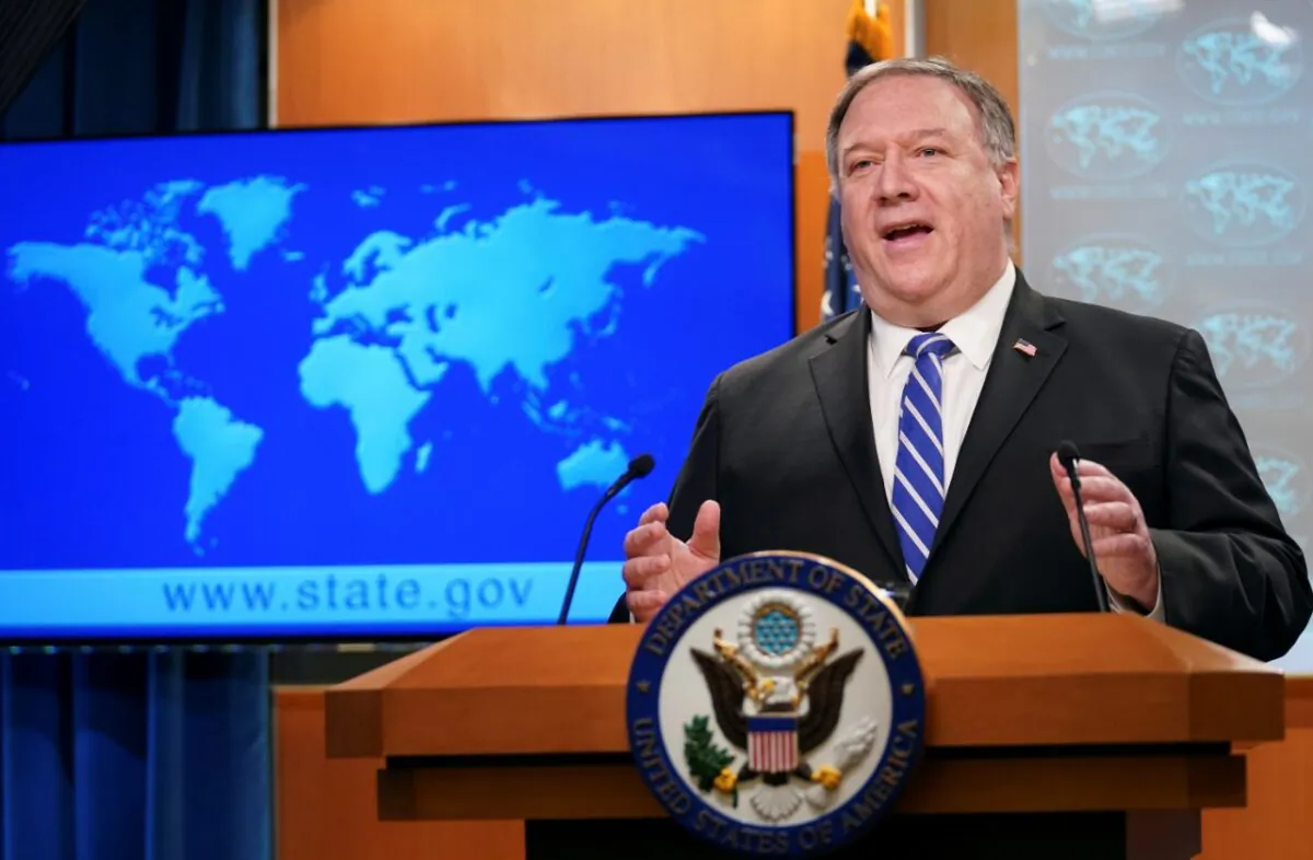 U.S. Secretary of State Mike Pompeo speaks about the CCP virus during a media briefing at the State Department in Washington on May 6, 2020. (Reuters/Kevin Lamarque/Pool)