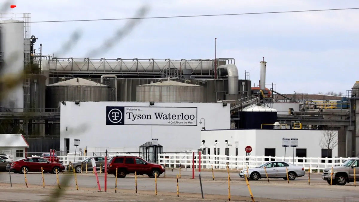 A Tyson Foods pork processing plant, temporarily closed due to an outbreak of the CCP virus (COVID-19), is seen in Waterloo, Iowa on April 29, 2020. (Brenna Norman/Reuters)