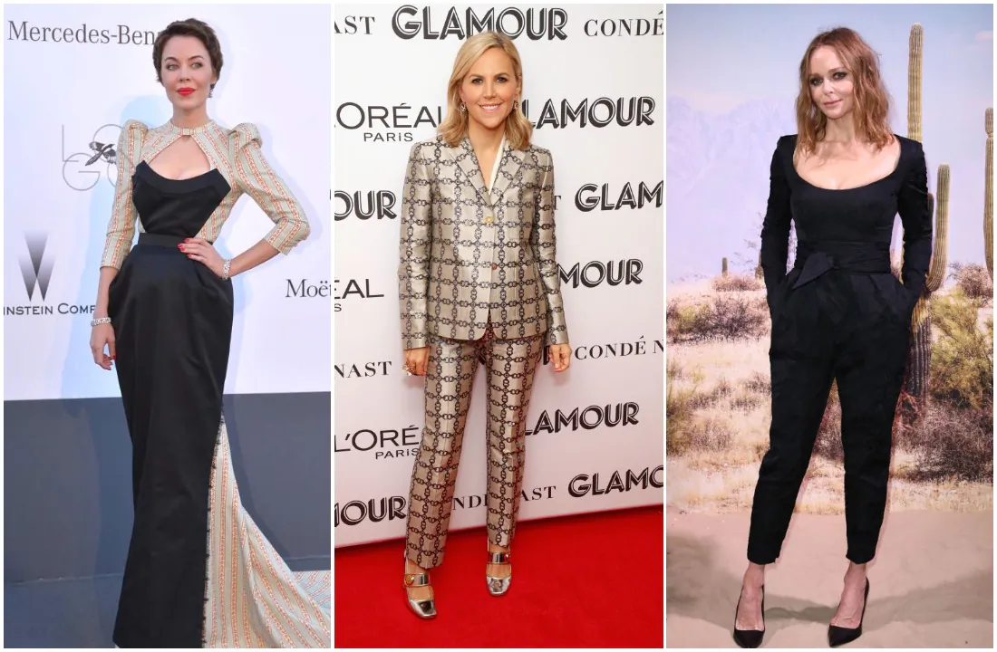 (L-R) Ulyana Sergeenko; Tory Burch; Stella McCartney. (ALBERTO PIZZOLI/AFP via Getty Images; Astrid Stawiarz/Getty Images for Glamour; John Phillips/Getty Images for The Business of Fashion)