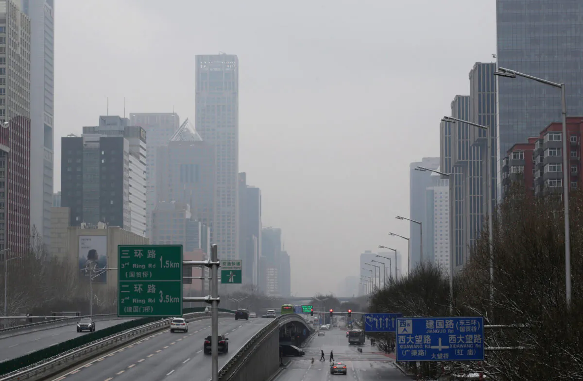 A general view of Jianguo Road in Beijing, China on Feb. 2, 2020. (Jason Lee/Reuters)
