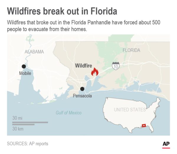 Map-wildfire in Florida