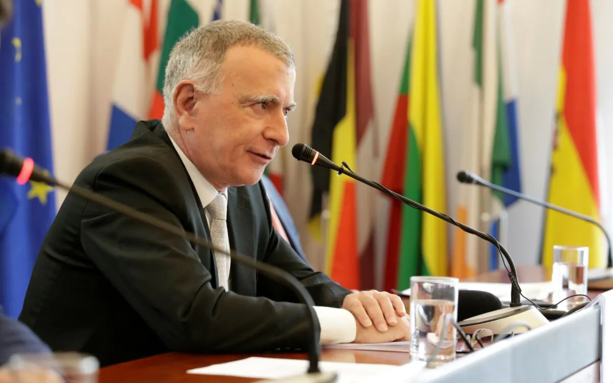 EU Ambassador to China Nicolas Chapuis speaks at a news conference in Beijing, on Jan. 17, 2020. (Jason Lee/File Photo/Reuters)