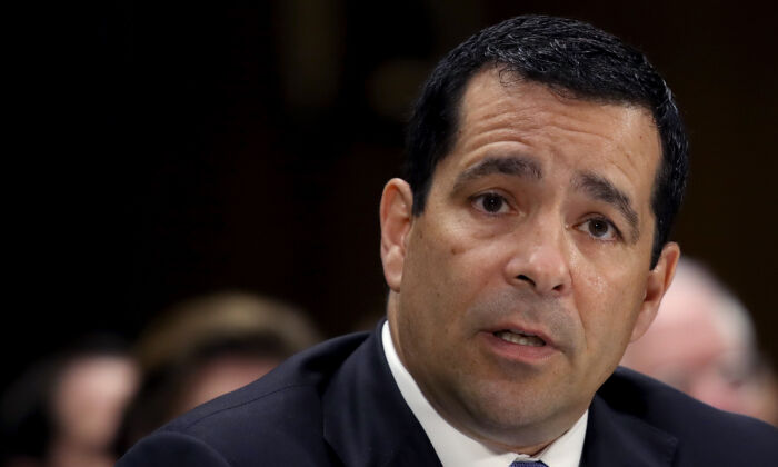 William Evanina, then nominee to be director of the National Counterintelligence and Security Center, testifies during a hearing held by the Senate Select Committee on Intelligence in Washington on May 15, 2018. (Win McNamee/Getty Images)