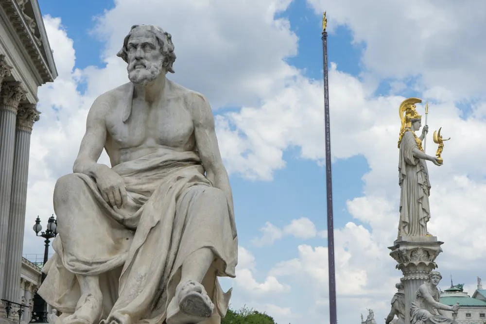 A statue of the ancient Greek historian Thucydides outside the Austrian parliament in Vienna. (sianstock/Shutterstock)