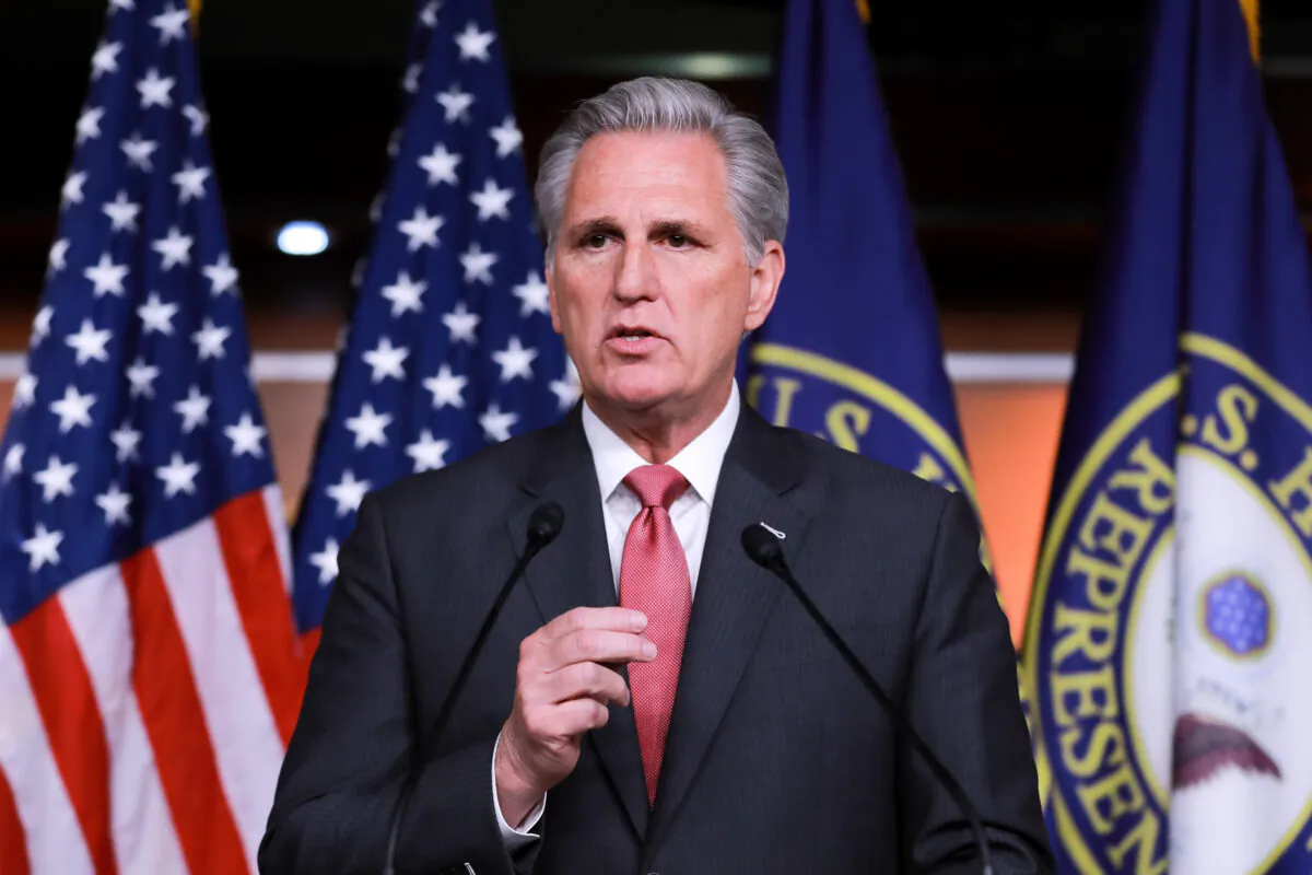 House Minority Leader Rep. Kevin McCarthy (R-Calif.) at a press conference in the Capitol in Washington on Jan. 9, 2020. (Charlotte Cuthbertson/The Epoch Times)