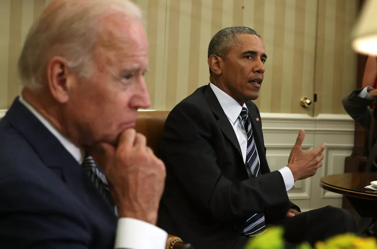 The-President Barack Obama speaks as then-Vice President Joe Biden listens during a White House meeting in Washington on June 13, 2016. (Alex Wong/Getty Images)
