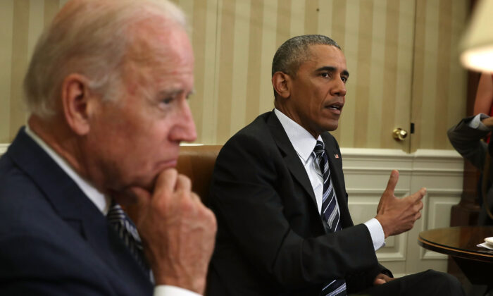 President Barack Obama speaks as Vice President Joe Biden listens during a White House meeting on June 13, 2016. (Alex Wong/Getty Images)