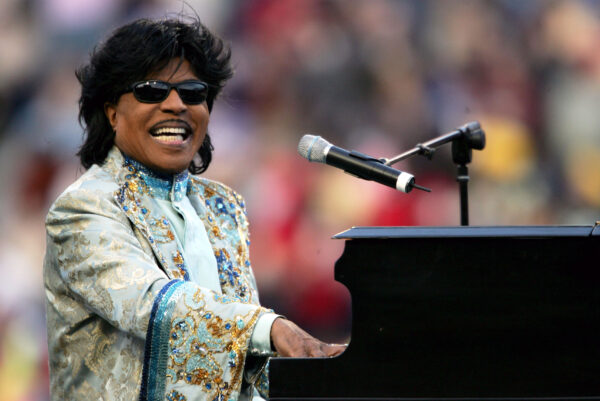Little Richard performs during a halftime show