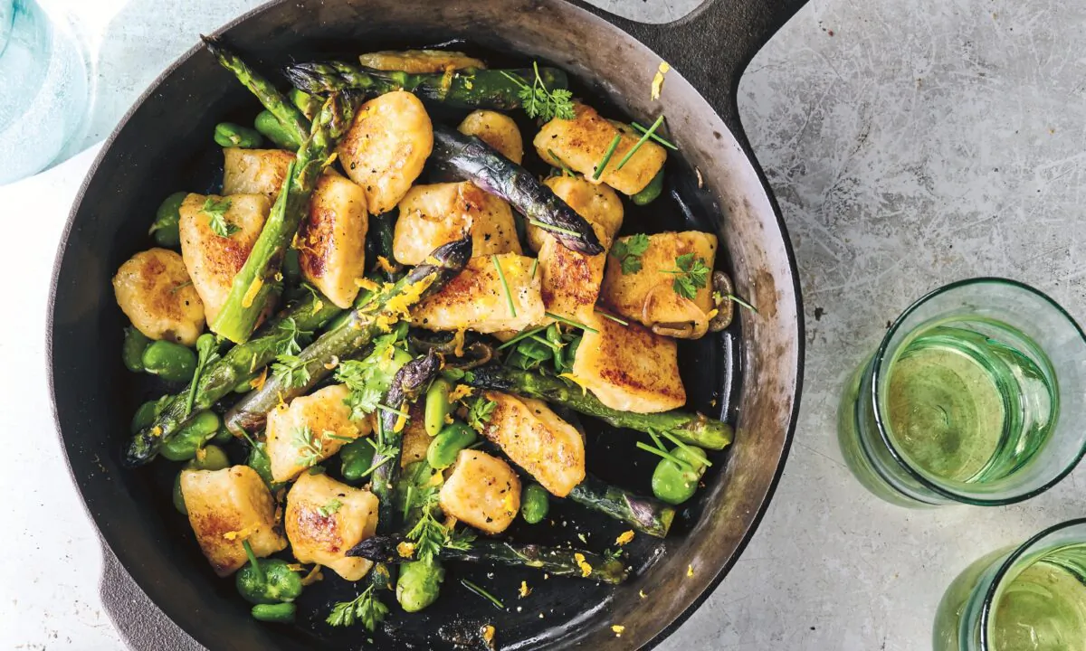 Meyer lemon gnocchi with spring vegetables. (Photo by Susan Spungen)