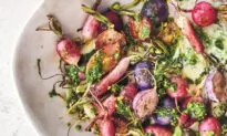 Roasted Radishes With Radish Green Pesto and Crème Fraîche