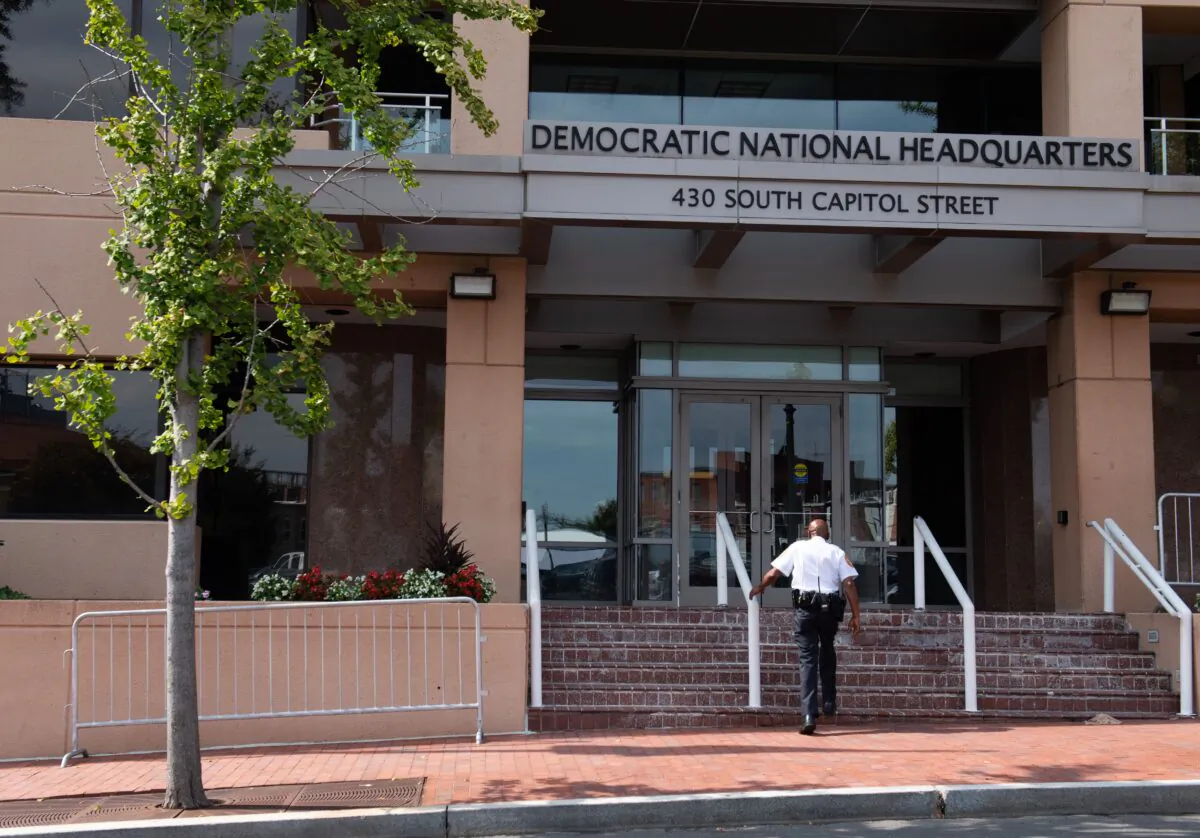 The headquarters of the Democratic National Committee (DNC) is seen in Washington on Aug. 22, 2018. (Saul Loeb/AFP via Getty Images)
