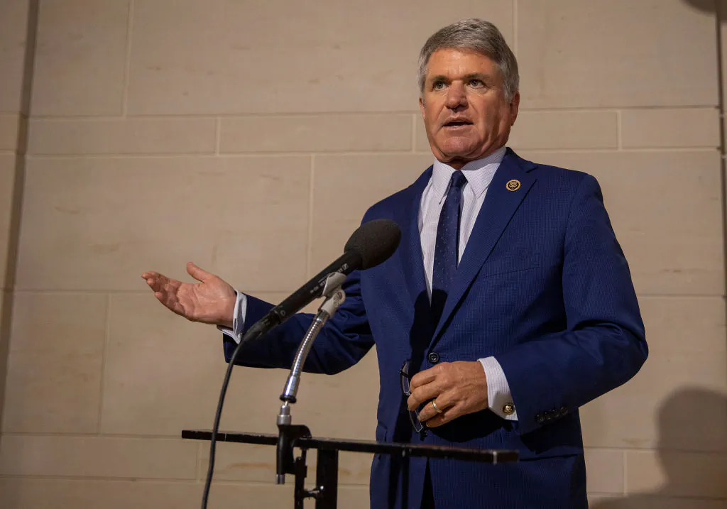 U.S. Rep. Michael McCaul (R-Texas) speaks to the media before a closed session before the House Intelligence, Foreign Affairs and Oversight committees in Washington, on Oct. 15, 2019. (Tasos Katopodis/Getty Images)