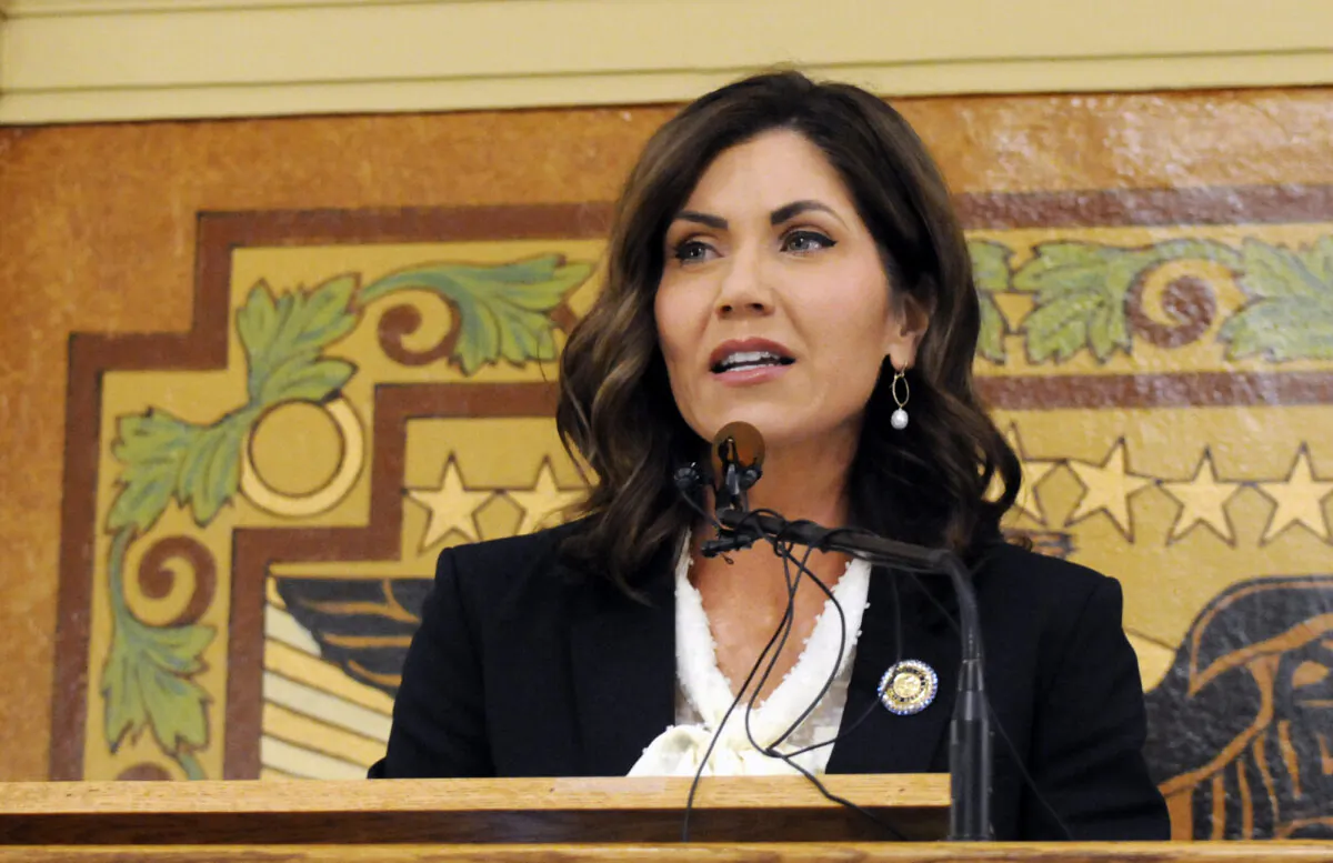 South Dakota Gov. Kristi Noem gives a State of the State address in Pierre, S.D., on Jan. 8, 2019. (James Nord/AP Photo)