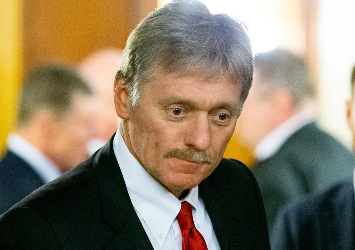 Kremlin spokesman Dmitry Peskov arrives to attend the talks between Russian President Vladimir Putin and Belarusian President Alexander Lukashenko in Rosa Khutor, in the Black Sea resort of Sochi, Russia, on Feb. 7, 2020. (Alexander Zemlianichenko/AP Photo)