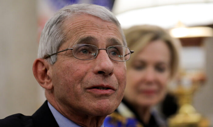 National Institute of Allergy and Infectious Diseases Director Dr. Anthony Fauci speaks during a COVID-19 response meeting at the White House in Washington on April 29, 2020. (Carlos Barria/Reuters)