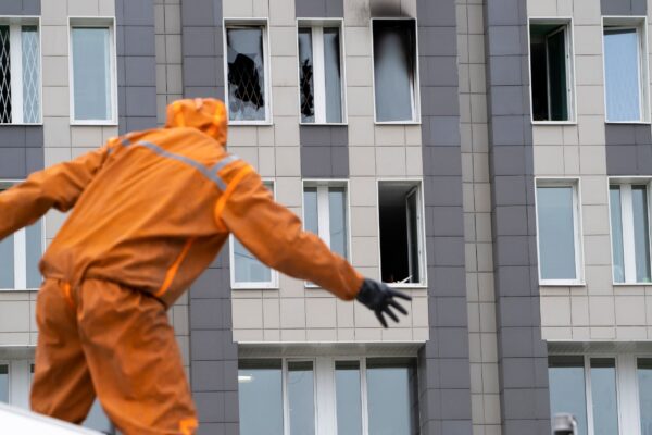 Virus Outbreak-Russia-Fire