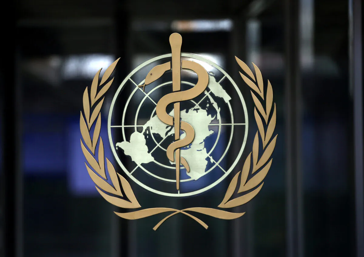 The logo of the World Health Organization (WHO) at its headquarters in Geneva, Switzerland, on Jan. 30, 2020. (Denis Balibouse/Reuters)