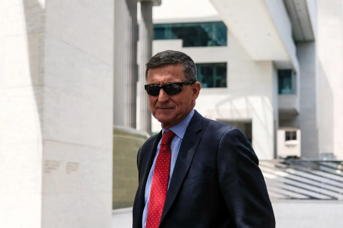 President Donald Trump’s former National Security Adviser Michael Flynn leaves the E. Barrett Prettyman U.S. Courthouse in Washington on June 24, 2019. (Alex Wroblewski/Getty Images)