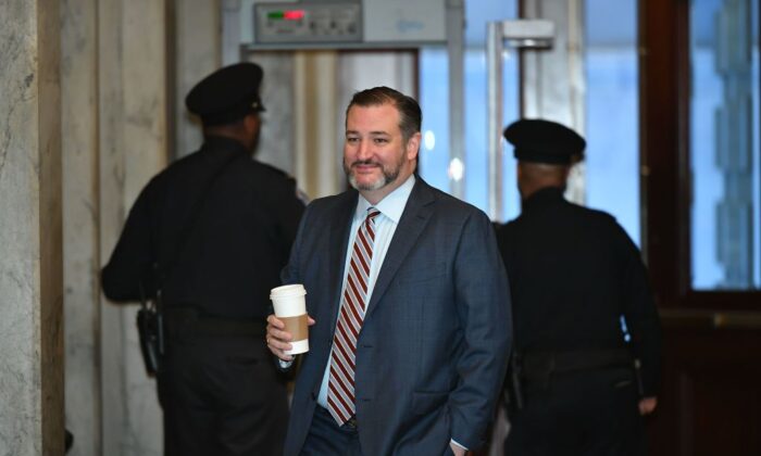 Sen. Ted Cruz (R-Texas) arrives for the impeachment trial of US President Donald Trump at the US Capitol in Washington on Jan. 31, 2020. (Mandel Ngan/AFP via Getty Images)