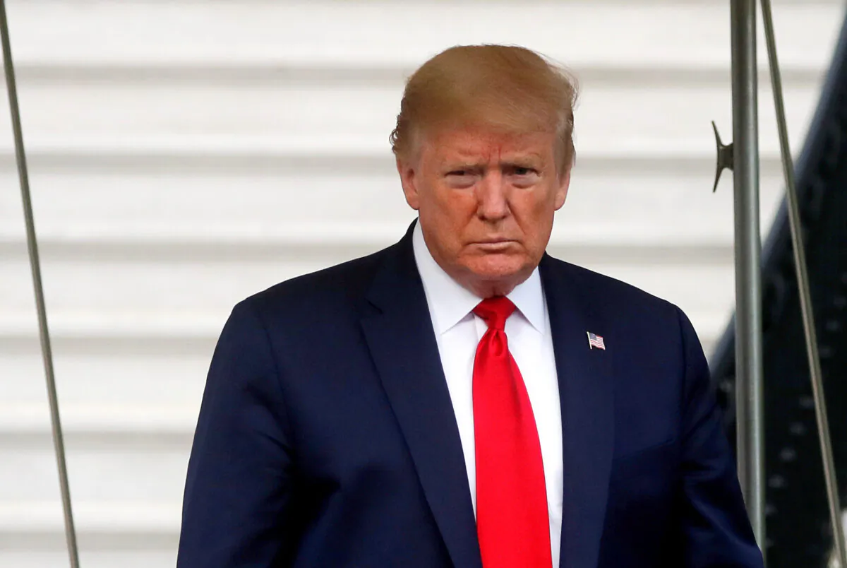 President Donald Trump departs on travel to the Camp David presidential retreat from the South Lawn at the White House in Washington, on May 1, 2020. (Carlos Barria/Reuters)
