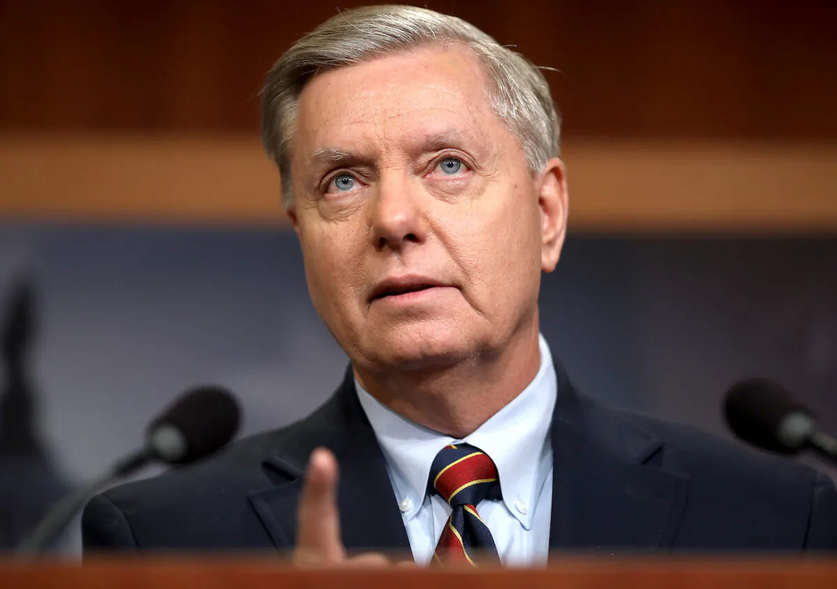 Sen. Lindsey Graham (R-S.C.) speaks during a press conference at the U.S. Capitol in Washington, on Dec. 20, 2018. (Win McNamee/Getty Images)