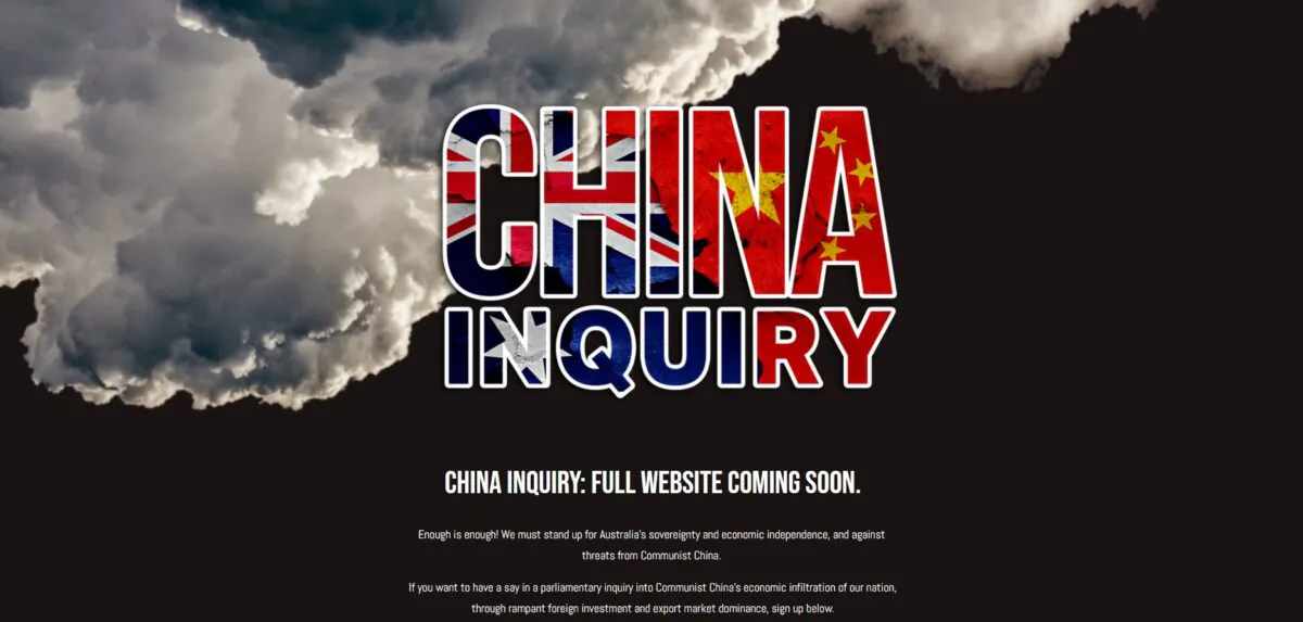 Federal MP George Christensen's website for the "China Inquiry" in Sydney, Australia, on May 14, 2020. (Daniel Teng/The Epoch Times)