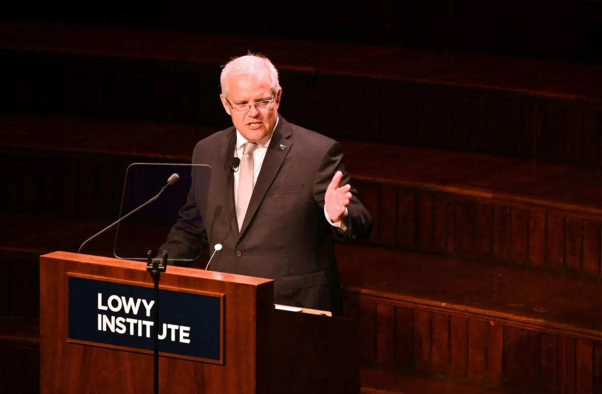Australia's Prime Minister Scott Morrison speaks at the Lowy Lecture at the Town Hall in Sydney on October 3, 2019. - The annual Lowy Lecture is the foreign affairs think-tank Lowy Institute's flagship event where the speaker delivers a speech on Australia's place in the world. (Peter Parks/AFP via Getty Images)