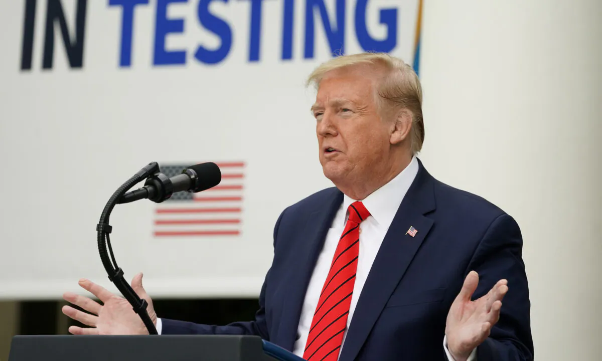 President Donald Trump speaks during a CCP virus disease (COVID-19) outbreak response press briefing in the Rose Garden of the White House in Washington on May 11, 2020. (Kevin Lamarque/REUTERS)