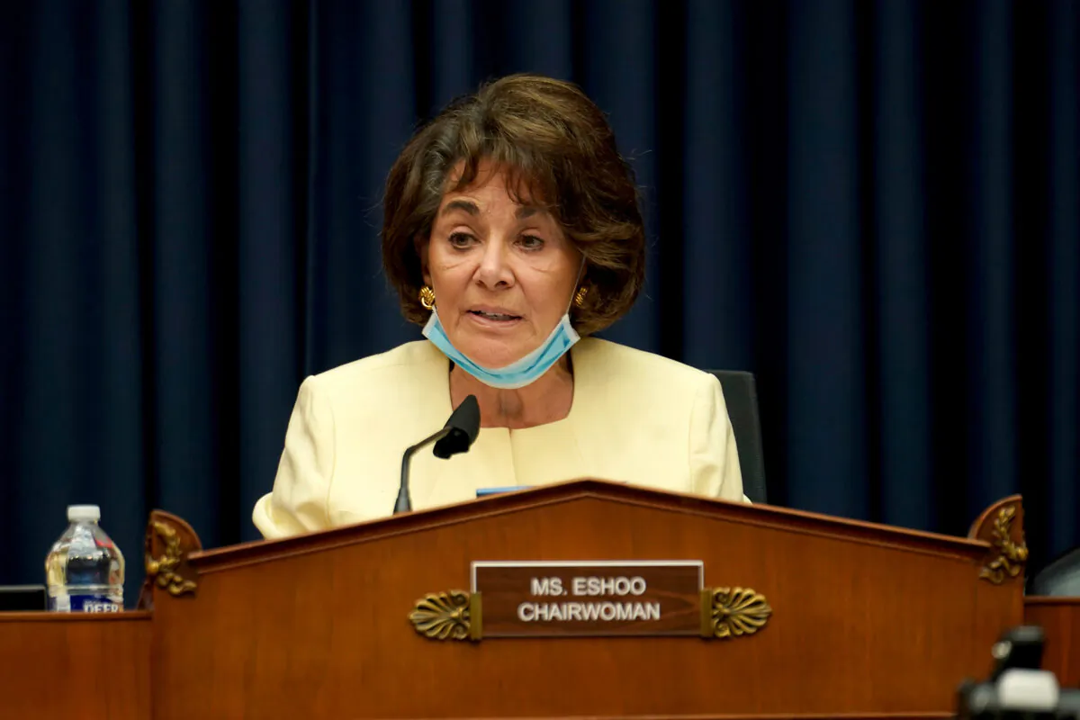 Chairwoman Anna Eshoo (D-Calif.) gives her opening statement during a House Energy and Commerce Subcommittee on Health hearing to discuss protecting scientific integrity in response to the CCP virus outbreak on Capitol Hill in Washington on May 14, 2020. (Greg Nash/Pool via Reuters)