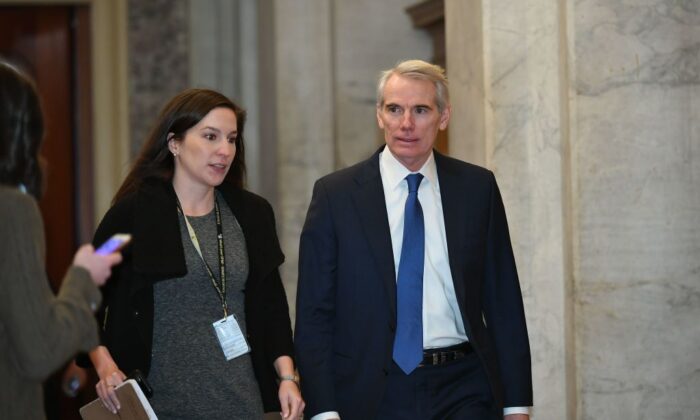 Sen. Rob Portman (R-Ohio) arrives at the U.S. Capitol in Washington on Jan. 27, 2020. (Mandel Ngan/AFP via Getty Images)
