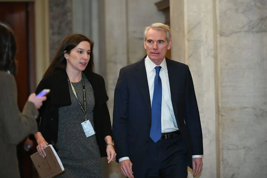 Sen. Rob Portman (R-Ohio) arrives at the U.S. Capitol in Washington on Jan. 27, 2020. (Mandel Ngan/AFP via Getty Images)