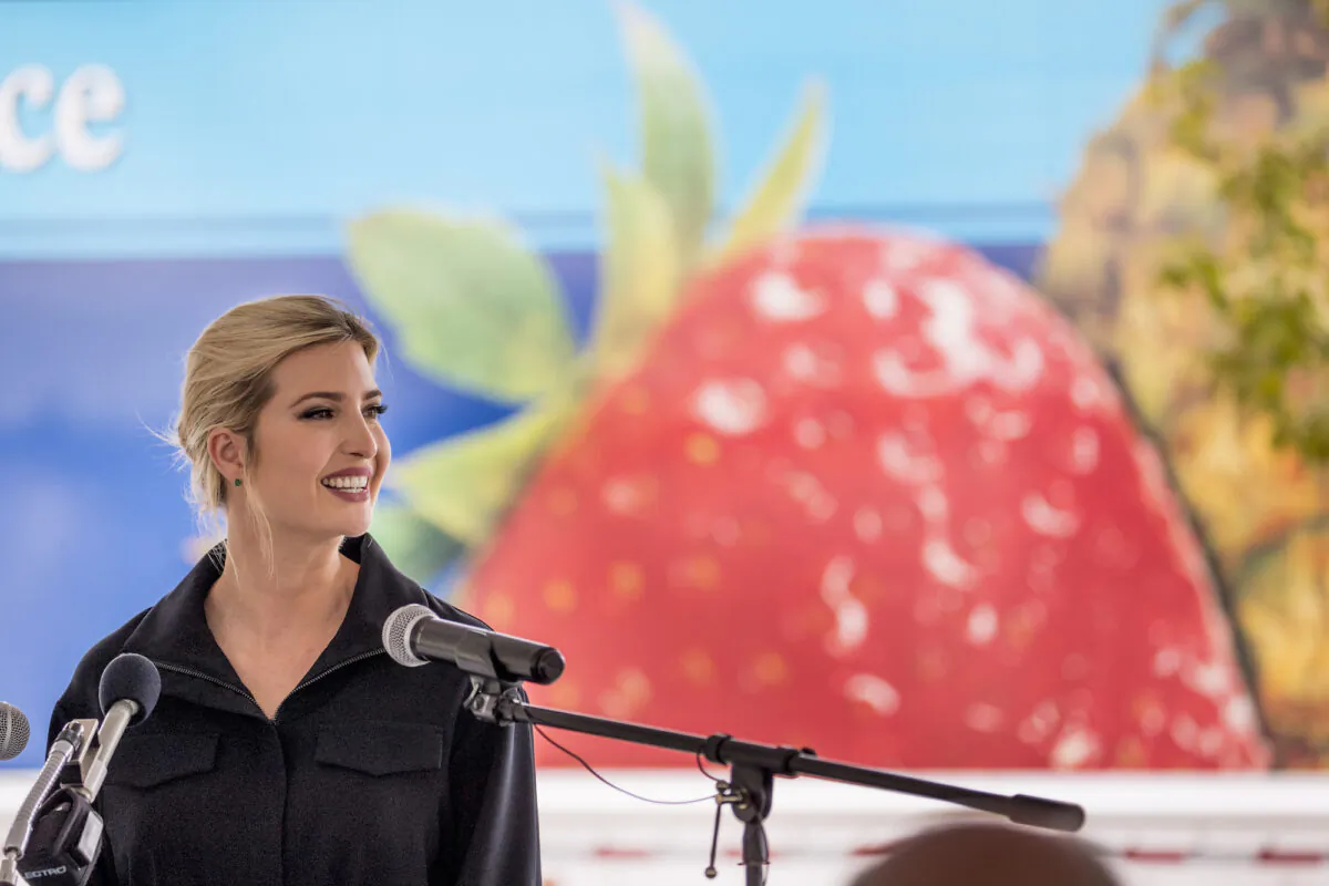White House adviser Ivanka Trump, daughter of President Donald Trump, speaks at an event in Laurel, Md. on May 15, 2020. (Andrew Harnik/AP Photo)