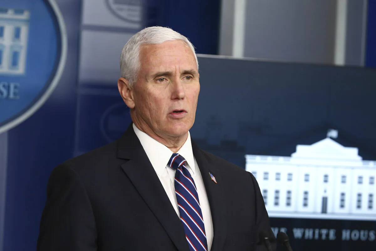 Vice President Mike Pence speaks at the daily CCP virus briefing at the White House in Washington, on April 19, 2020. (Tasos Katopodis/Getty Images)