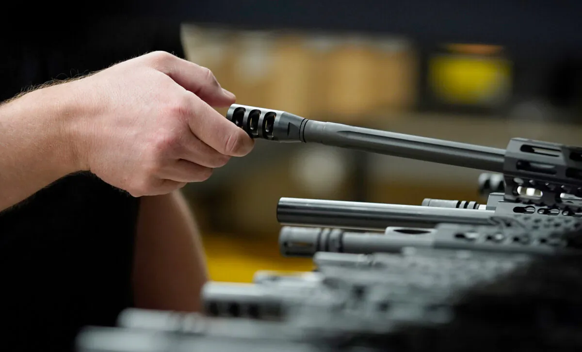 Finished AR-15 rifle barrels are stacked on shelves at Delta Team Tactical in Orem, Utah, on March 20, 2020. (George Frey/AFP via Getty Images)