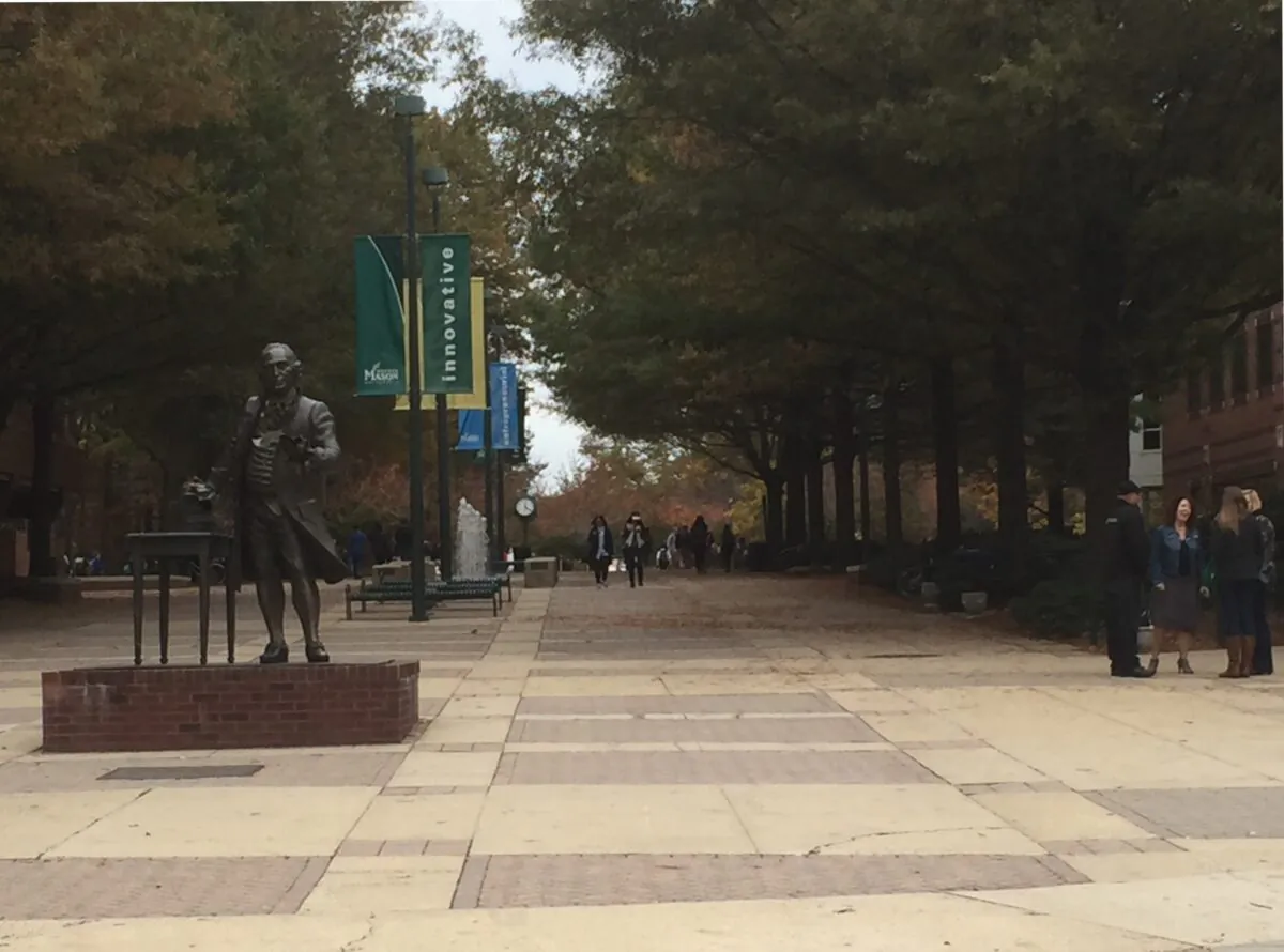The statue of George Mason on the campus of George Mason University in Fairfax, Va., on Nov. 2, 2015. (Gary Greenbaum/Wikipedia)