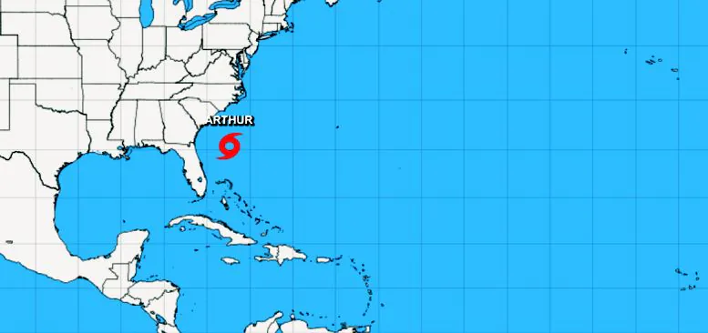 Tropical Storm Arthur's location as of 8 a.m. (NHC)