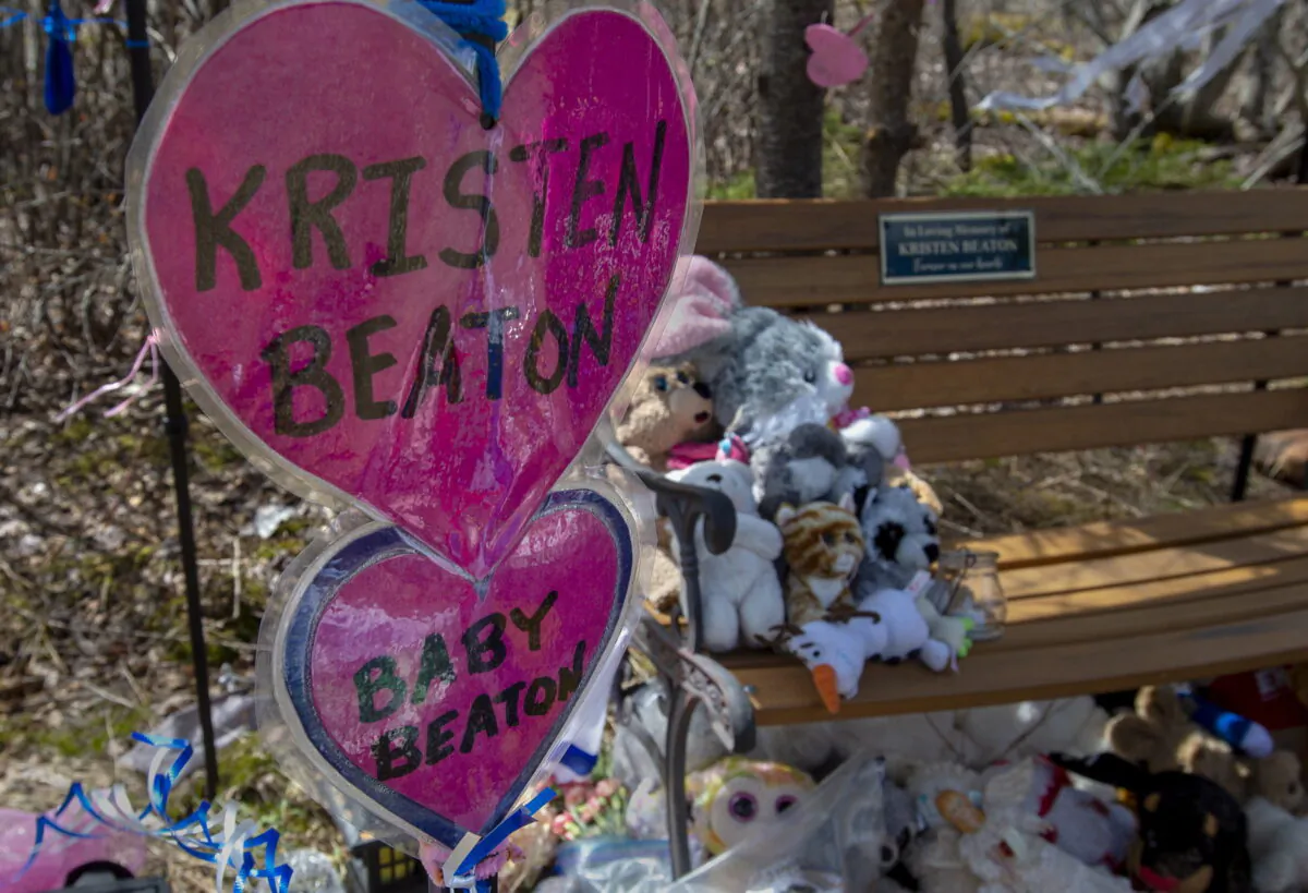A shrine to Kristen Beaton and her unborn child is seen in Debert, N.S., Canada, on May 14, 2020.(Andrew Vaughan/The Canadian Press)