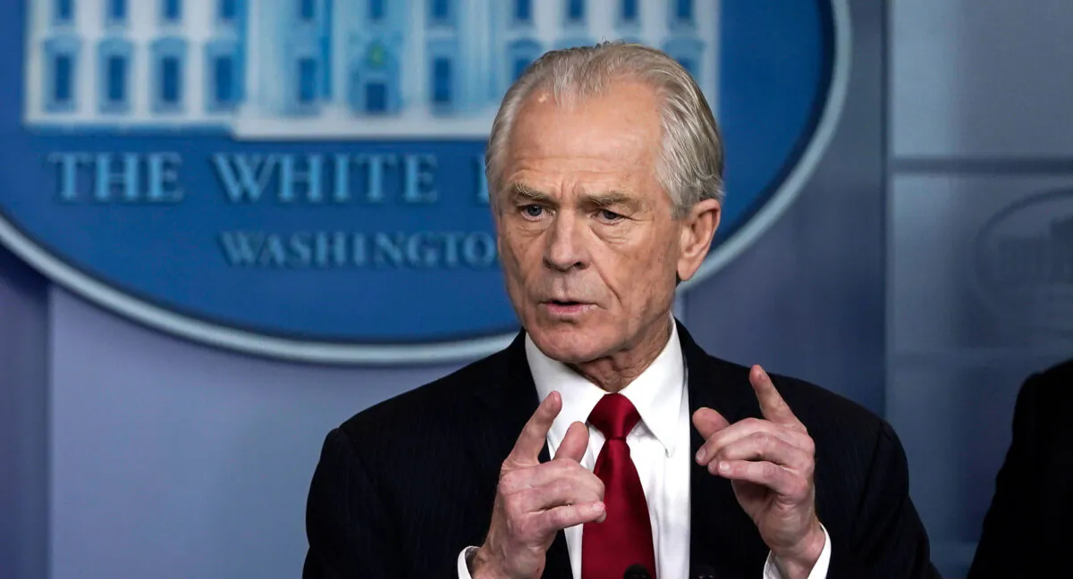 White House Trade and Manufacturing Policy Director Peter Navarro speaks during a briefing on the CCP virus pandemic in the press briefing room of the White House on March 27, 2020. (Drew Angerer/Getty Images)
