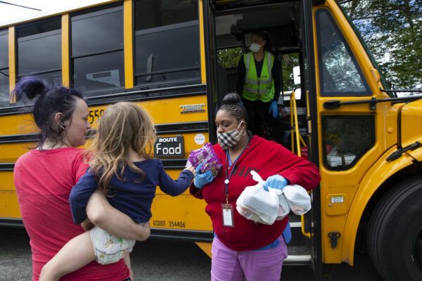 Seattle School Bus Delivers Lunches To Kids During Coronavirus Shutdown