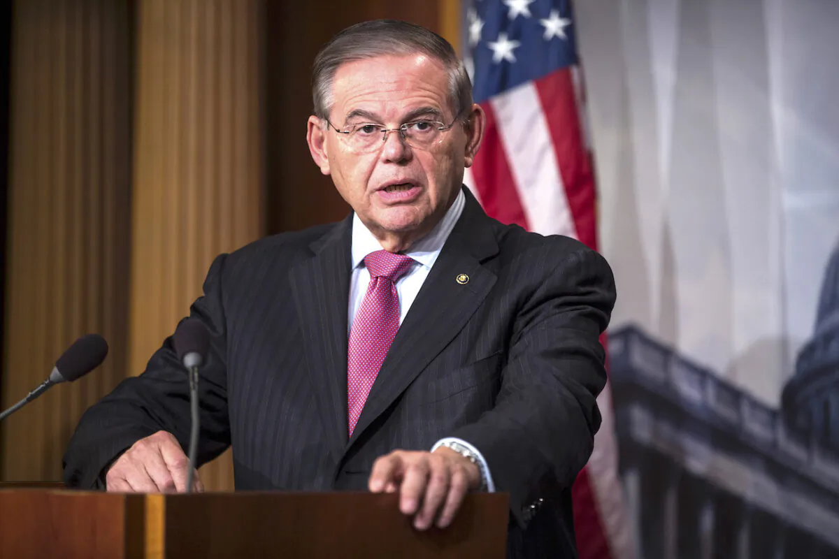 Sen. Robert Menendez (D-N.J.) speaks during a news conference on Capitol Hill in Washington on Dec. 12, 2018. (Zach Gibson/Getty Images)